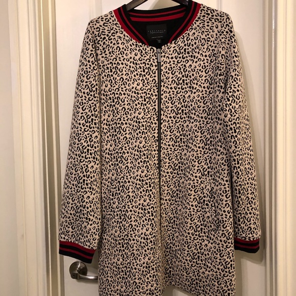 Sanctuary Black/White Leopard Print Coat XL - Picture 2 of 7